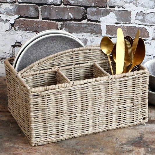 Wicker Basket with 4 sections