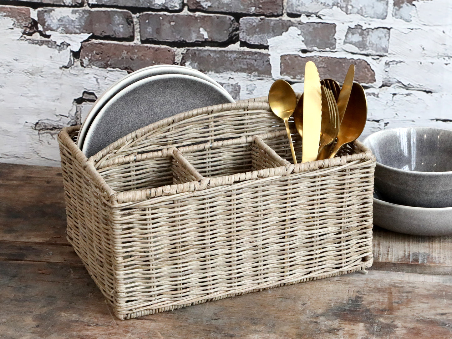 Wicker Basket with 4 sections