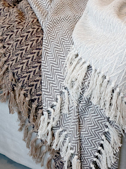 Patterned Throw- Vintage Grey