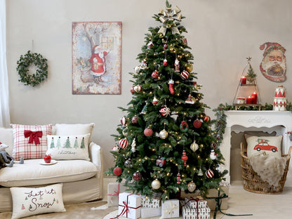 Red Christmas Cushion Cover with Bow