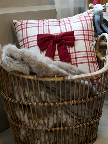 Red Christmas Cushion Cover with Bow