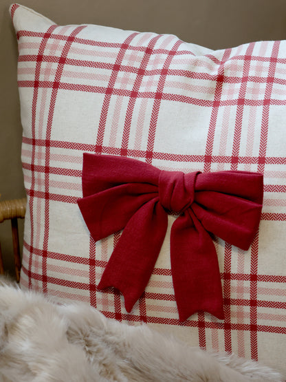 Red Christmas Cushion Cover with Bow