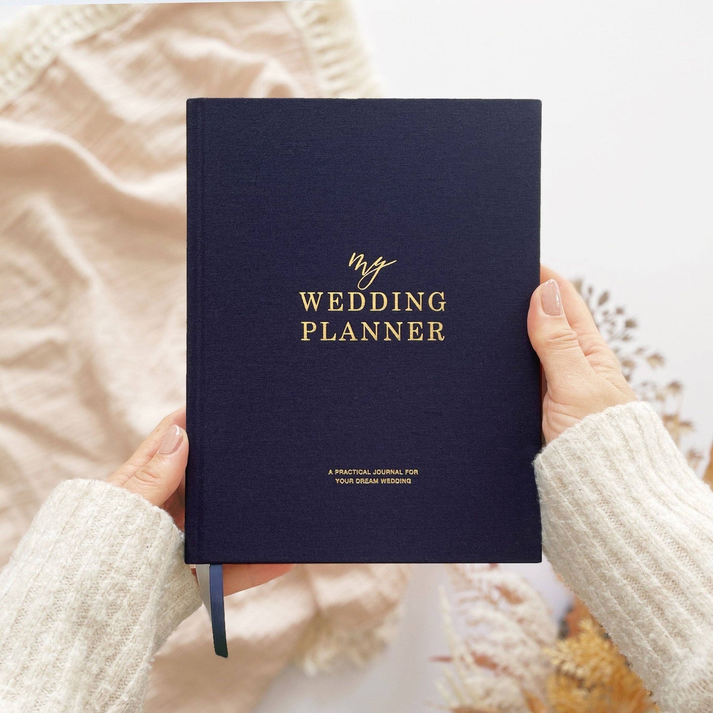 Navy Cloth Wedding Planner Book with Gold Foil + Gilt Edges