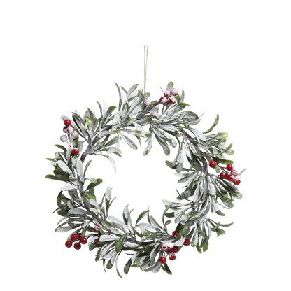 Fleur Fir Wreath with Snow & Berries