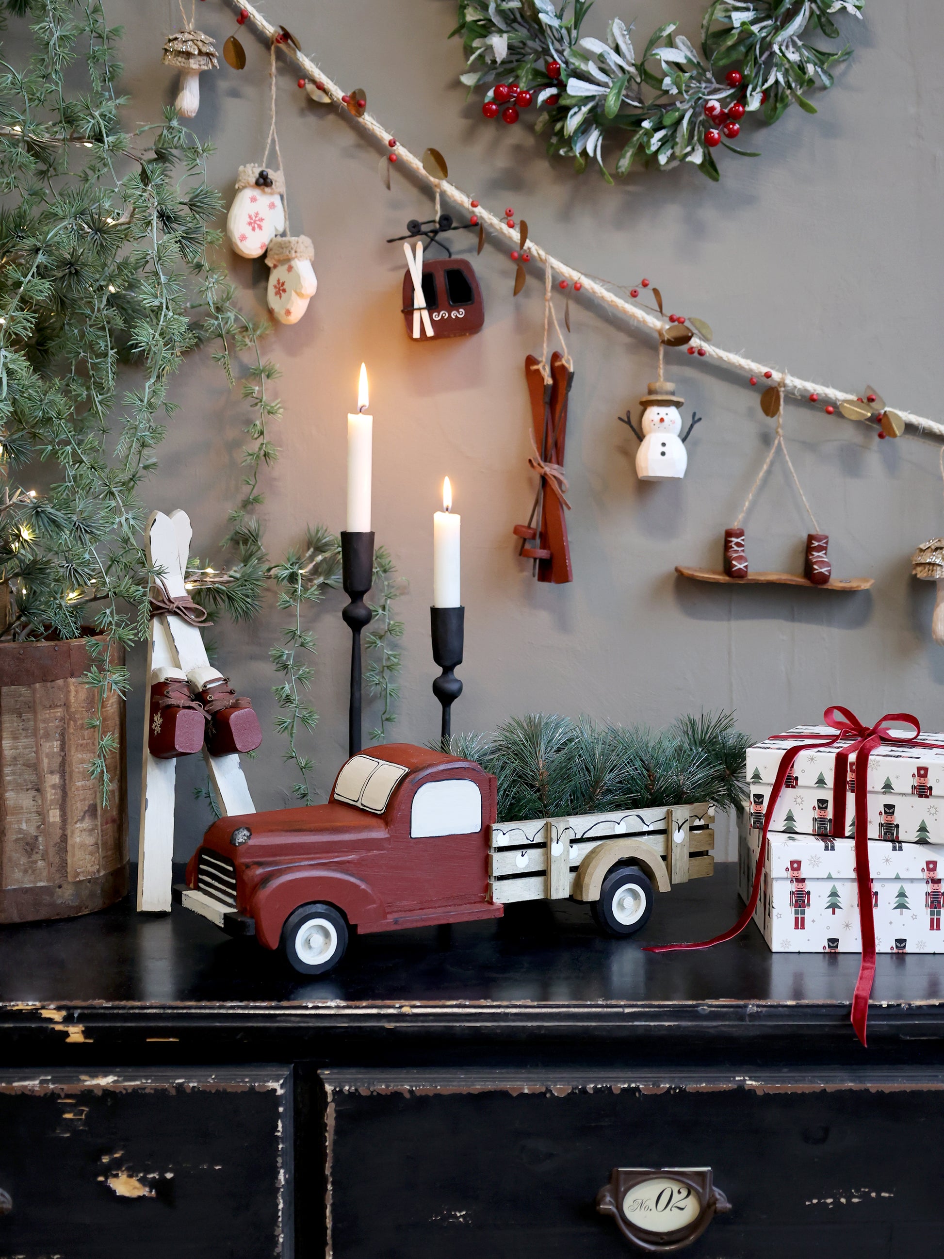 Vintage Pickup Truck with Christmas Tree