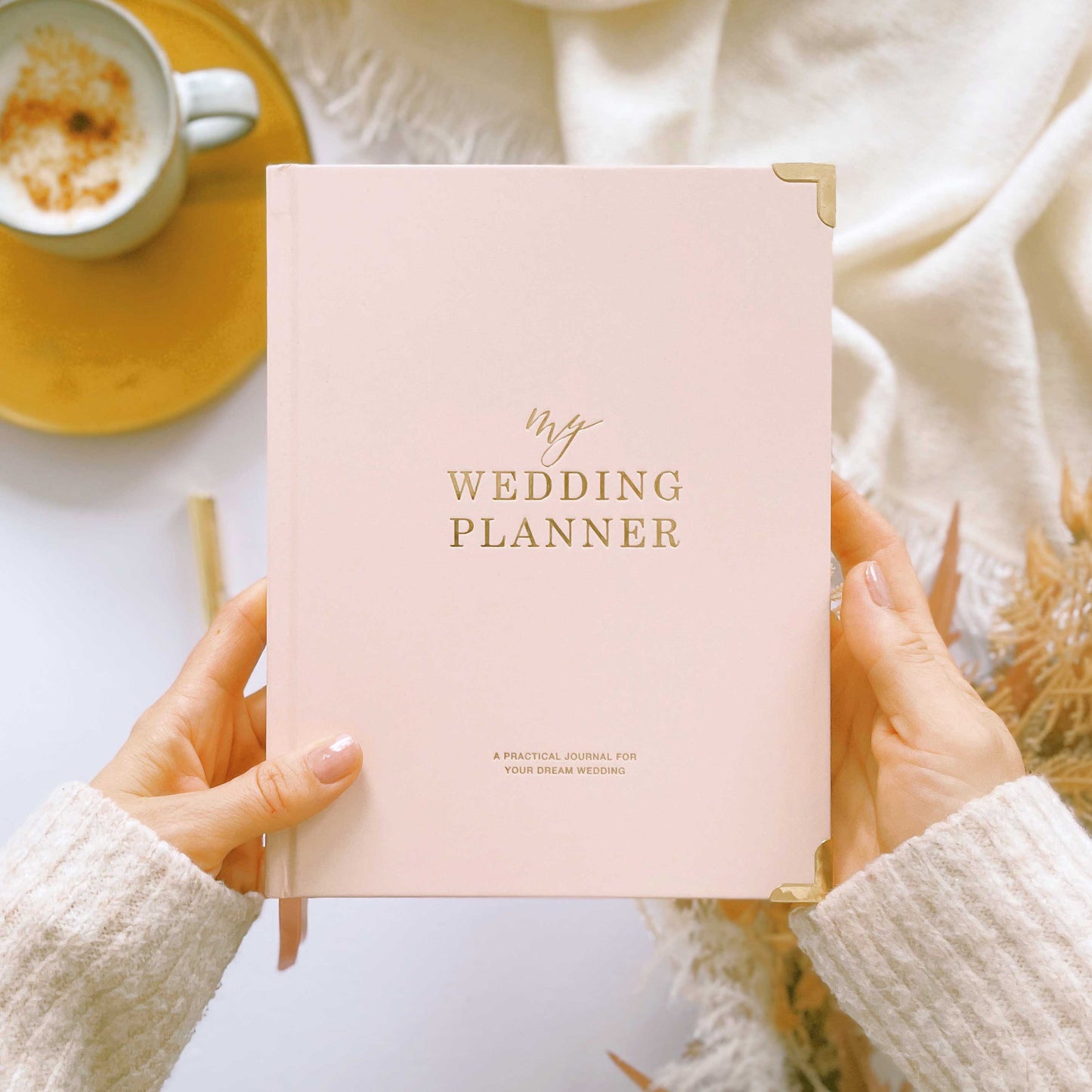 Blush and Gold Foil Luxury Wedding Planner Book with Gilt pages