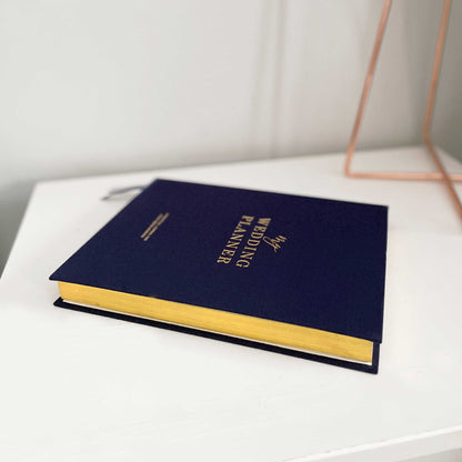 Navy Cloth Wedding Planner Book with Gold Foil + Gilt Edges